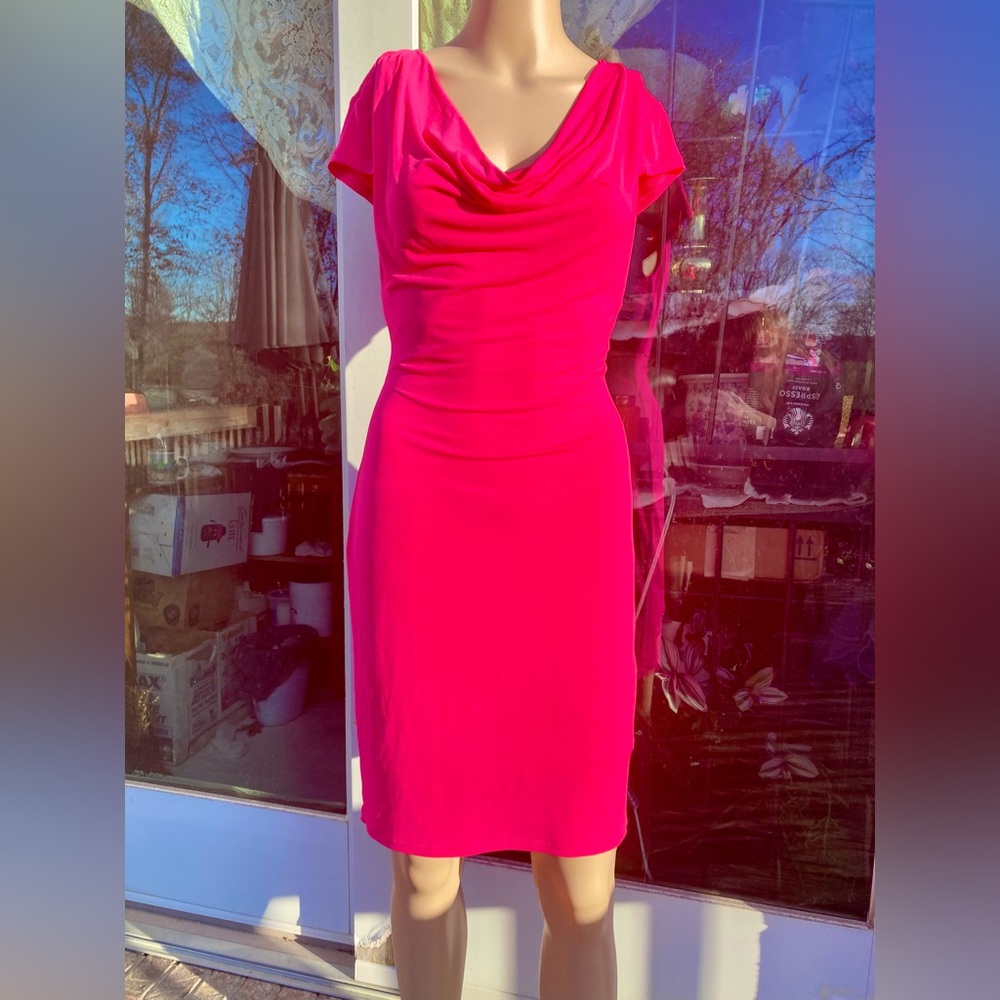 Victoria’s Secret Neon Pink Draped Formal Bodycon Dress
